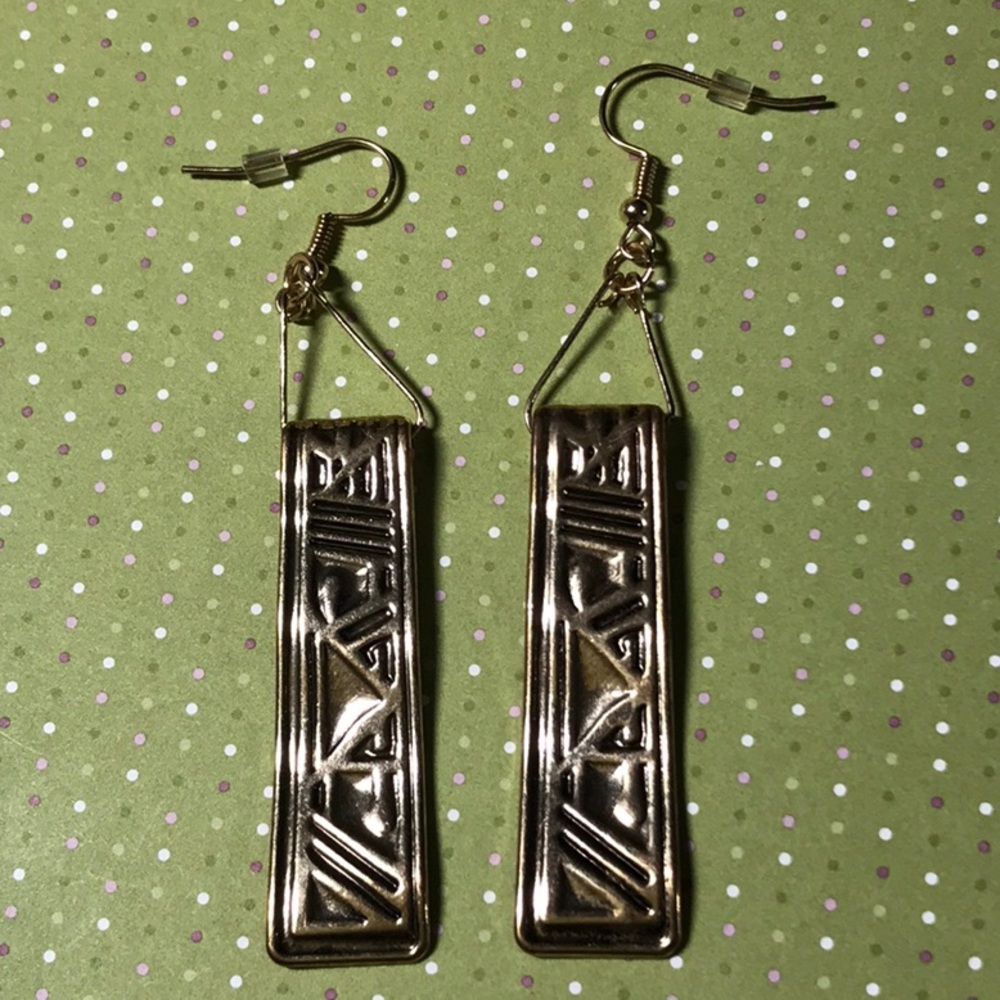 Rectangular Earrings In Silver Tone - image 1